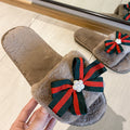 Maomao home slippers women's 2024 fall and winternew arrivalbows cotton slippers women's flatsheattech maternity shoes open toe shoes