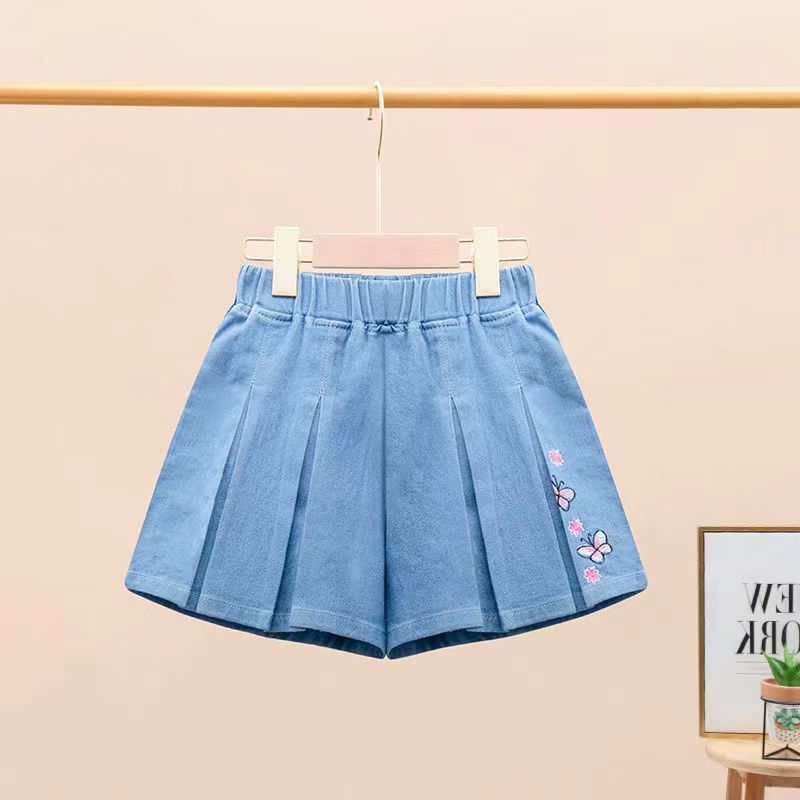 Girls' summer lightweight shorts: kids' summer tencel denim shorts for outwear,  new styles, trendy skirt pants for older girls