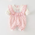 Baby rompers spring & autumn double layer outwear baby girl hundred days western style haki floral princess style outwear