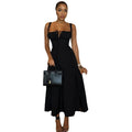 European and american style ins cross-border mid-length corset dress with flowy slit and tie detail - women's casual outing dress
