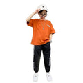 Boys'  summer activewear set: kids' casual short-sleeve and pants outfit, trendy new styles for mid-to-large children