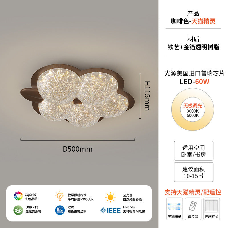 Light luxury flower bedroom light 2024 new post-modern all-copper master bedroom room lighting creative rabbit children's room