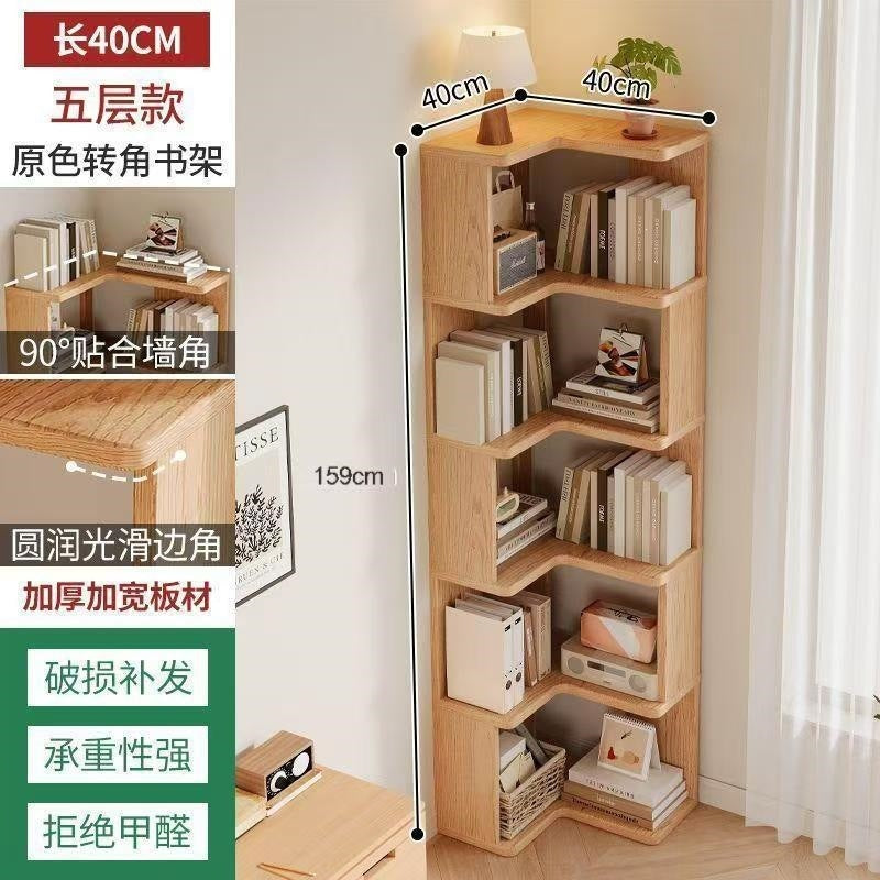 Rotating bookshelf, large capacity home storage rack, living room bookshelf, floor-standing storage rack, wall-mounted student bookcase, wooden bookshelf