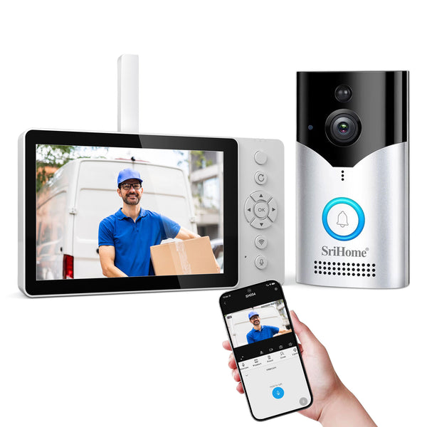 Srihome 4 million high definition video doorbell 5 inch screen doorbell building intercom monitoring home anti-theft