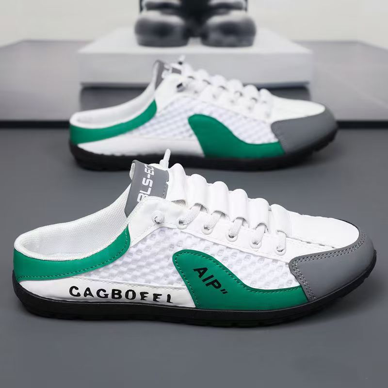 Winter men's shoes, toe-cap mesh half-toe shoes, 2025 breathable, heel-less new arrival slippers, one-step lazy clogs