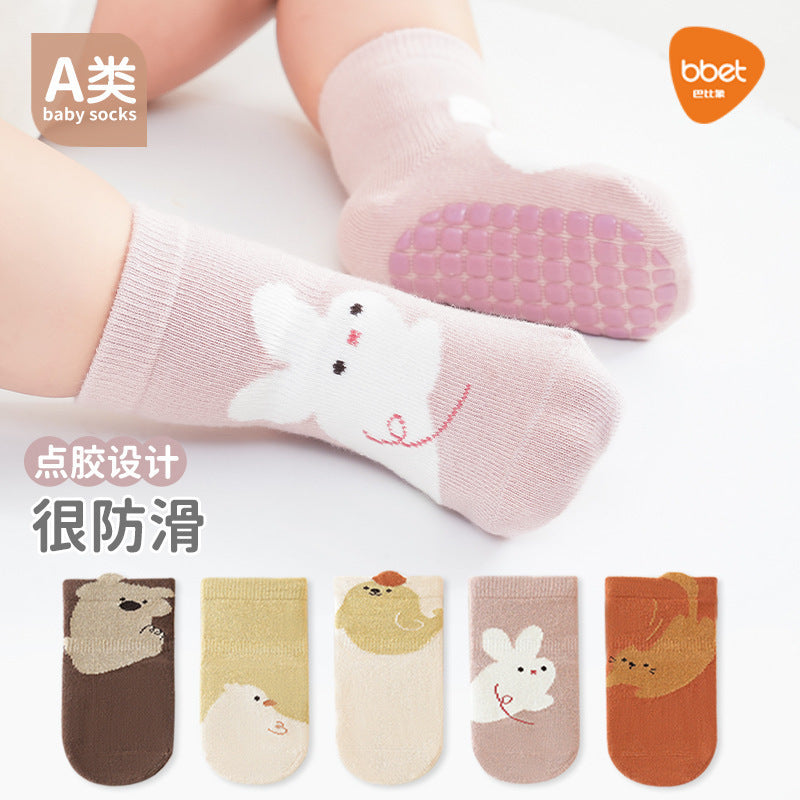 Babylon children's socks - cartoon mid-calf socks, combed cotton, newborn anti-slip grip socks for babies, floor socks