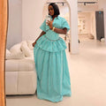 European and american cross-border women's fashion:  summer new collection - stylish and elegant striped short-sleeve shirt and waist-cinching midi skirt set