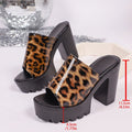 Export  summer new arrival leopard print sandals women's thick heel waterproof platform high heel thick solesexy catwalk shoes sandals