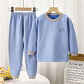Kids' boneless fleece-lined turtleneck thermal underwear set - new autumn collection for boys and girls - striped, extra thick, warm innerwear set