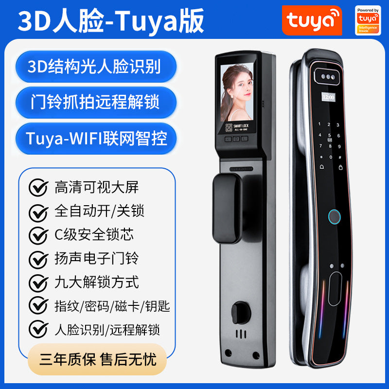 Fully automatic fingerprint lock for home security doors, smart door lock with remote video intercom, electronic smart lock - customization and wholesale available