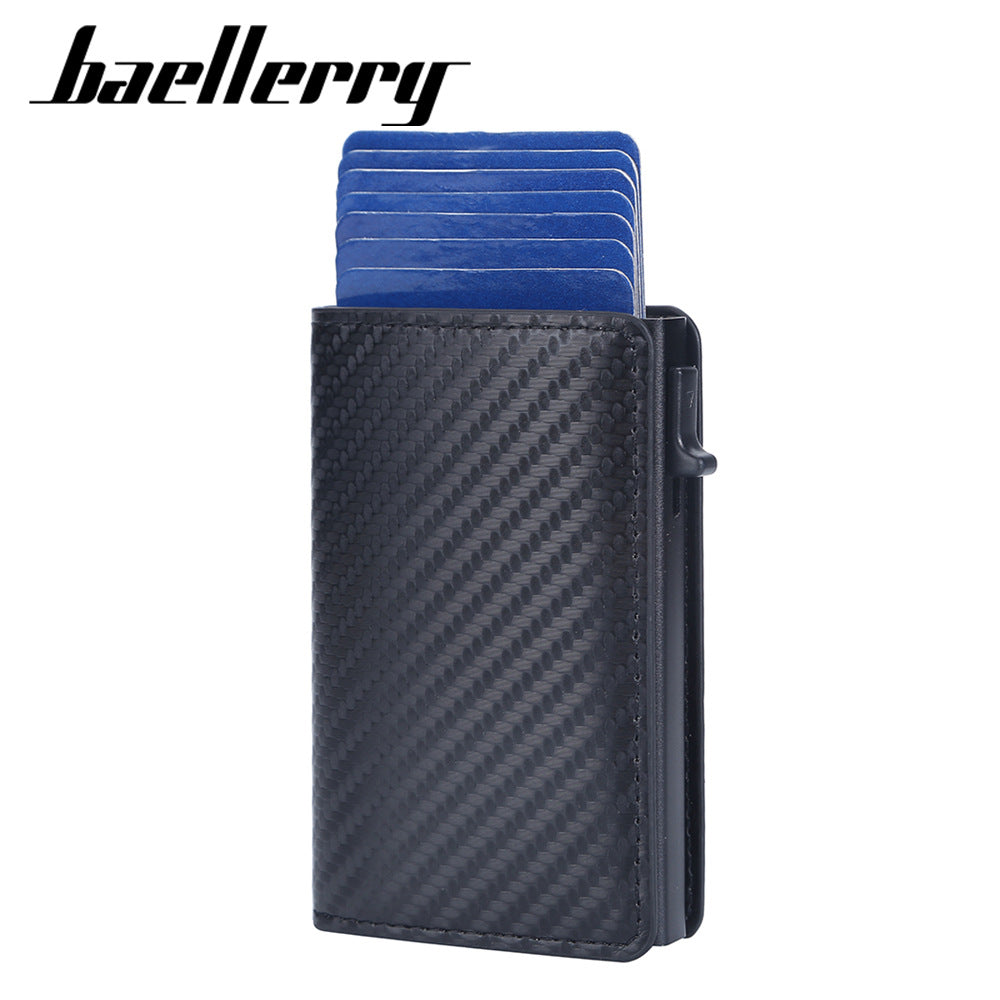 Baellerry's new men's card bag, European and American multi-card space side push aluminum box card cover, anti-theft brush, small card clip wholesale