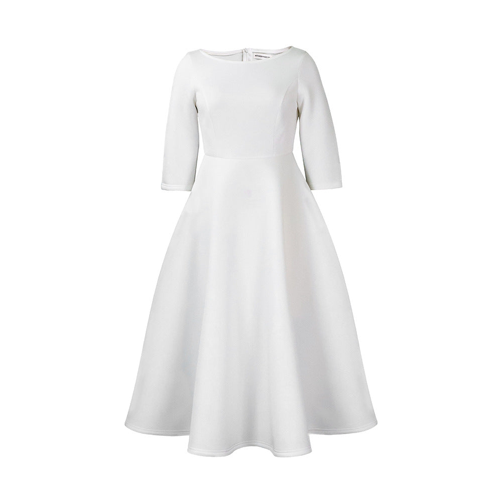 D346  european and american women's clothing  summer new arrival solid color swing dress elegant evening gown foreign trade dress