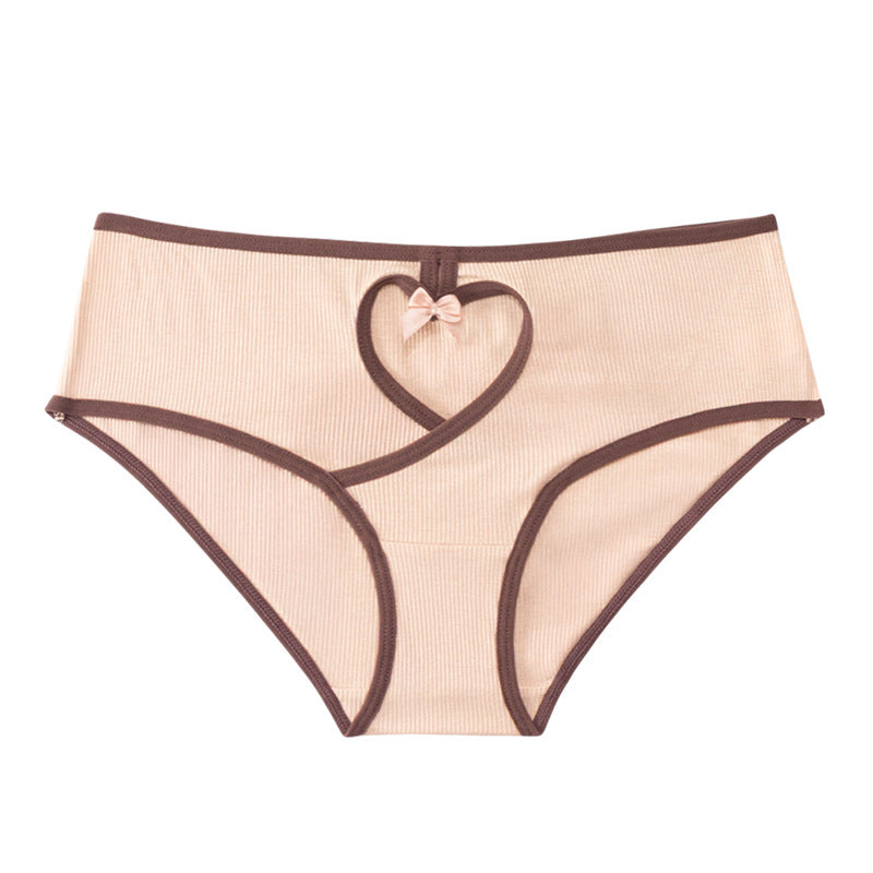 exclusive pure desire breathable plaid butt lifting cotton underwear women's low-waist ribbed cut out color matching women's underwear