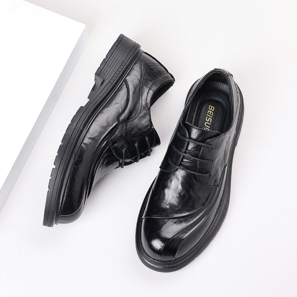 Genuine leather hand-crafted texture dress shoes for men - formal, casual, business, office, work, soft sole, wedding, groom shoes