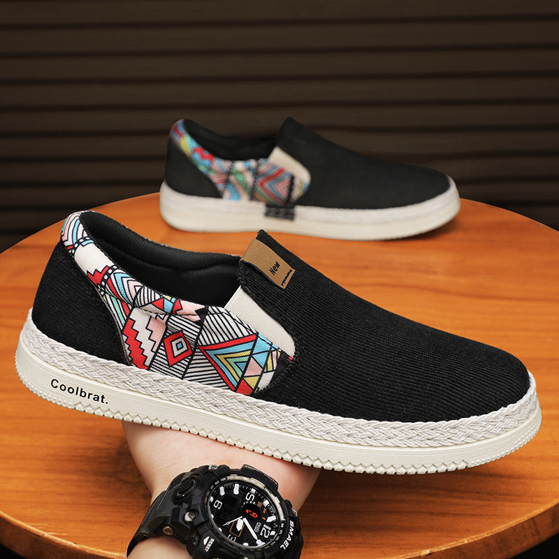 Summer canvas shoes men's casual board shoes ethnic style men's slip-on lazy old beijing cloth shoes trendy men's shoes