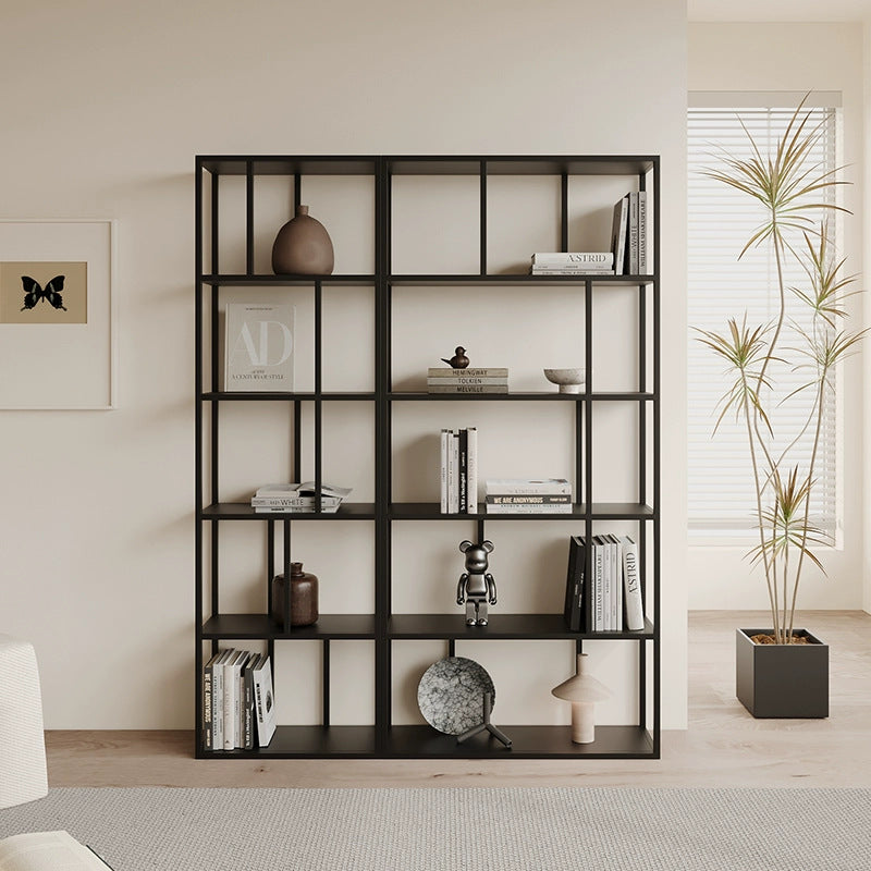 Nordic living room floor-to-ceiling steel bookshelf light luxury wrought iron shelf simple installation-free whole wall storage partition bookcase