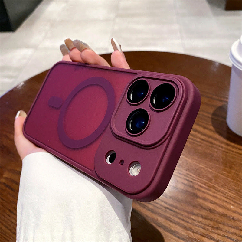 Yadun skin-feeling frosted magnetic suction suitable for apple 17pro mobile phone case iphone16/15 lens film anti-fall sheath