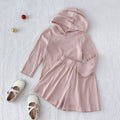 Insspring & fall clothing new girl k-stylepure colorstripes hooded long sleevestopskids wide leg shortstwo-piece set