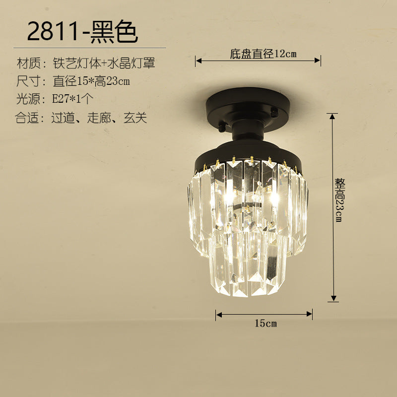 [Strict selection] American crystal small chandelier corridor decorative lighting entrance cloakroom ceiling modern LED light