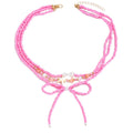 Dopamine necklace wholesale fashion cross-border new jewelry bows colorful summer easiest for match beaded sweater chain women