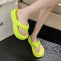 Summernew arrivalevathick sole flip-flops women's outwear height-increasing soft bottompure color flip-flops niche ins trend