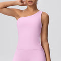 New cloud-feel asymmetrical shoulder yoga tank top - quick-dry, slimming, shaping sports bra for running and fitness