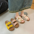 Summernew arrival round head gold bean buckle double strap fashioncasual style outwear women's slippers thick soleeasiest for matchpopular boken sandals