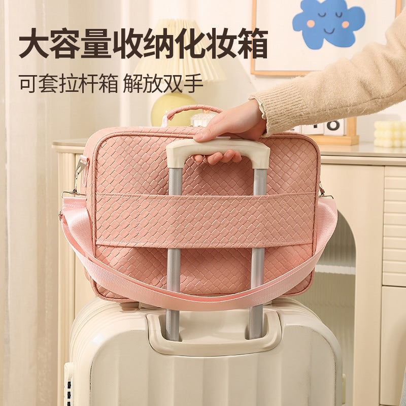 Beilian large-capacity cosmetic bag portable travel high-value cosmetic case with mirror classification cosmetic storage box