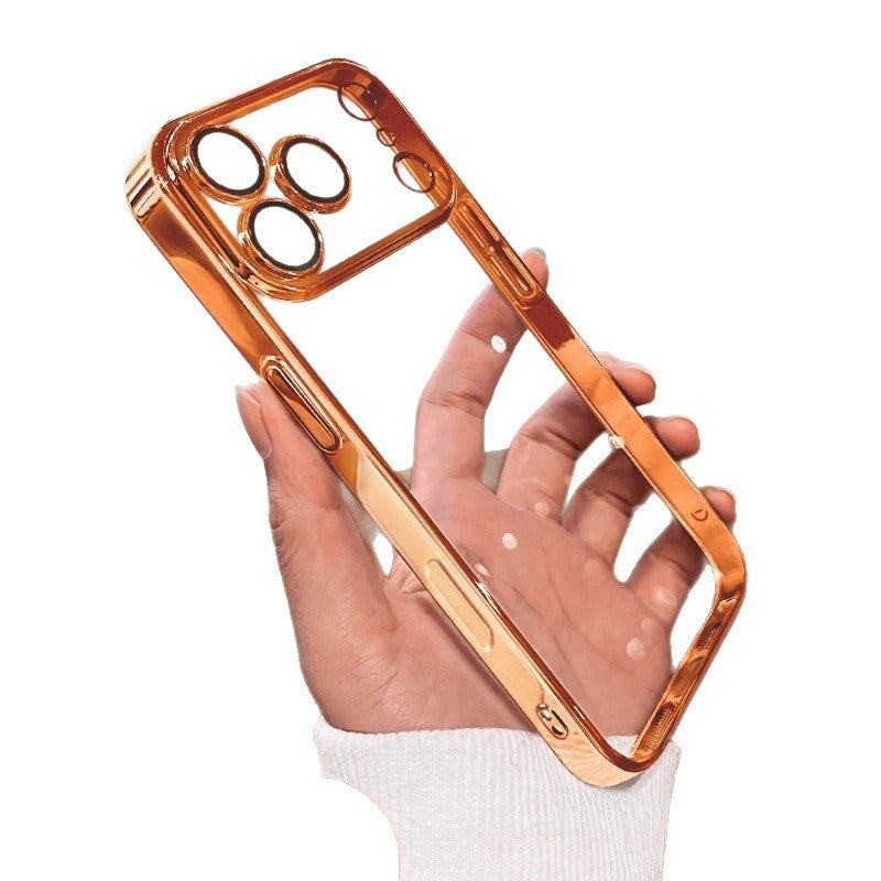 Electroplated lens film tpu soft shell suitable for iphone17promax mobile phone case transparent apple 16/15 anti-fall case