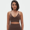 European and american seamless solid color v-neck camisole bra sports bra backless top breathable sweat-wicking yoga top fitness tank top for women