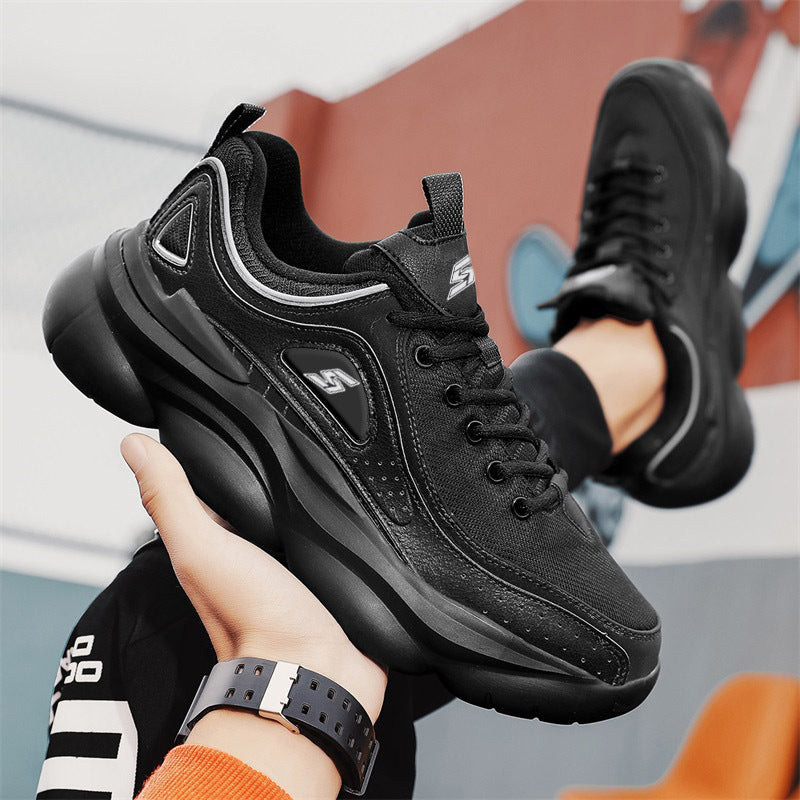 S standard retro style panda shoes leather surface thick sole shock absorption sports running shoes trendy versatile casual dad trendy shoes generation