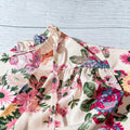Export plus size casual floral shirt with fungus edge neckline and straps v neck full-width flower printing short-sleeved snow