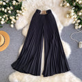 Summer lightweight casual pants for women - drawstring elastic waist, wide leg, loose fit, slimming, drapey, pleated trousers