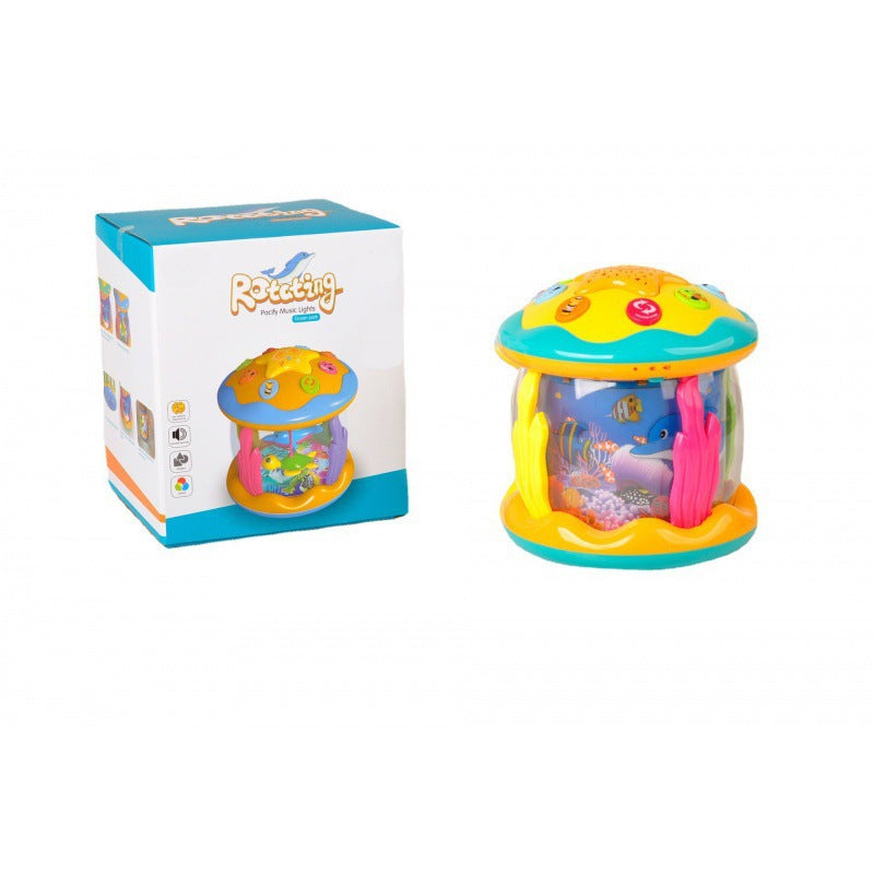 Cross-border  export children's hand drum lighting music infant toys baby ocean rotating pat drum