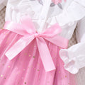 Girls' dress, pearl sleeve solid color dress
