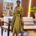 European and american women's clothing  autumn new collection: sweet and fresh printed patch pocket suit collar batwing sleeve midi dress