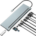 ready usb hub, compatible with huawei, macbook, ipad, 12-in-1 type-c multi-functional docking station