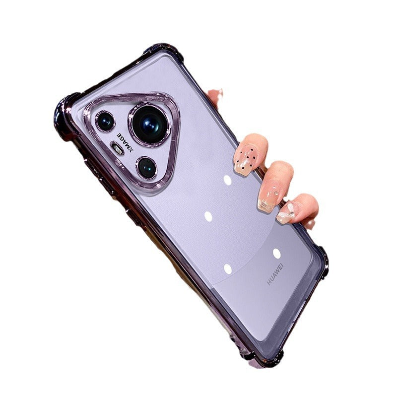 Suitable for huawei p80 electroplated transparent mobile phone case with four-corner airbag anti-fall magic8 protective cover nova13pro new