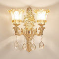 European crystal wall lamp - bedroom bedside, living room, hallway, aisle - single/double head candle decorative wall led sconce