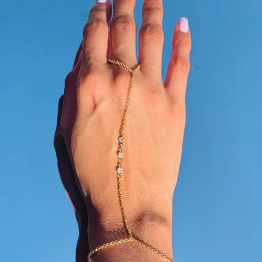 European and american cross-border zircon mitten bracelet for women, gold bead ring chain, simple fashion jewelry new product