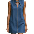 Amazon fashion casual chic denim simple turn-down collar mini skirt women's  summer new slimming skirt