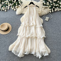 French halter sleeveless pure desire dress women's summer  new arrival vacation style white cake skirt elegant long skirt
