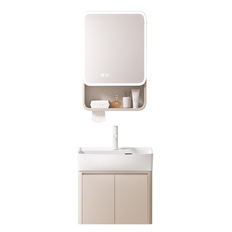 Small apartment bathroom cabinet toilet sink space aluminum storage bathroom cabinet combination ceramic integrated wash basin