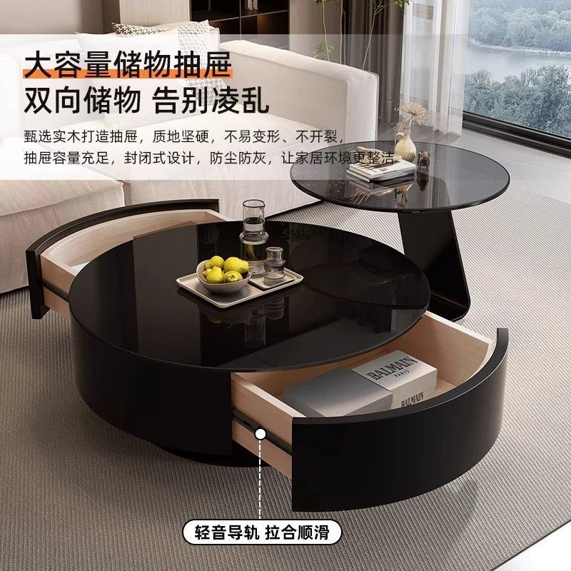 Italian solid wood coffee table living room glass modern round for homeaccessible luxury tea table casualnormcoreclassy side table combination