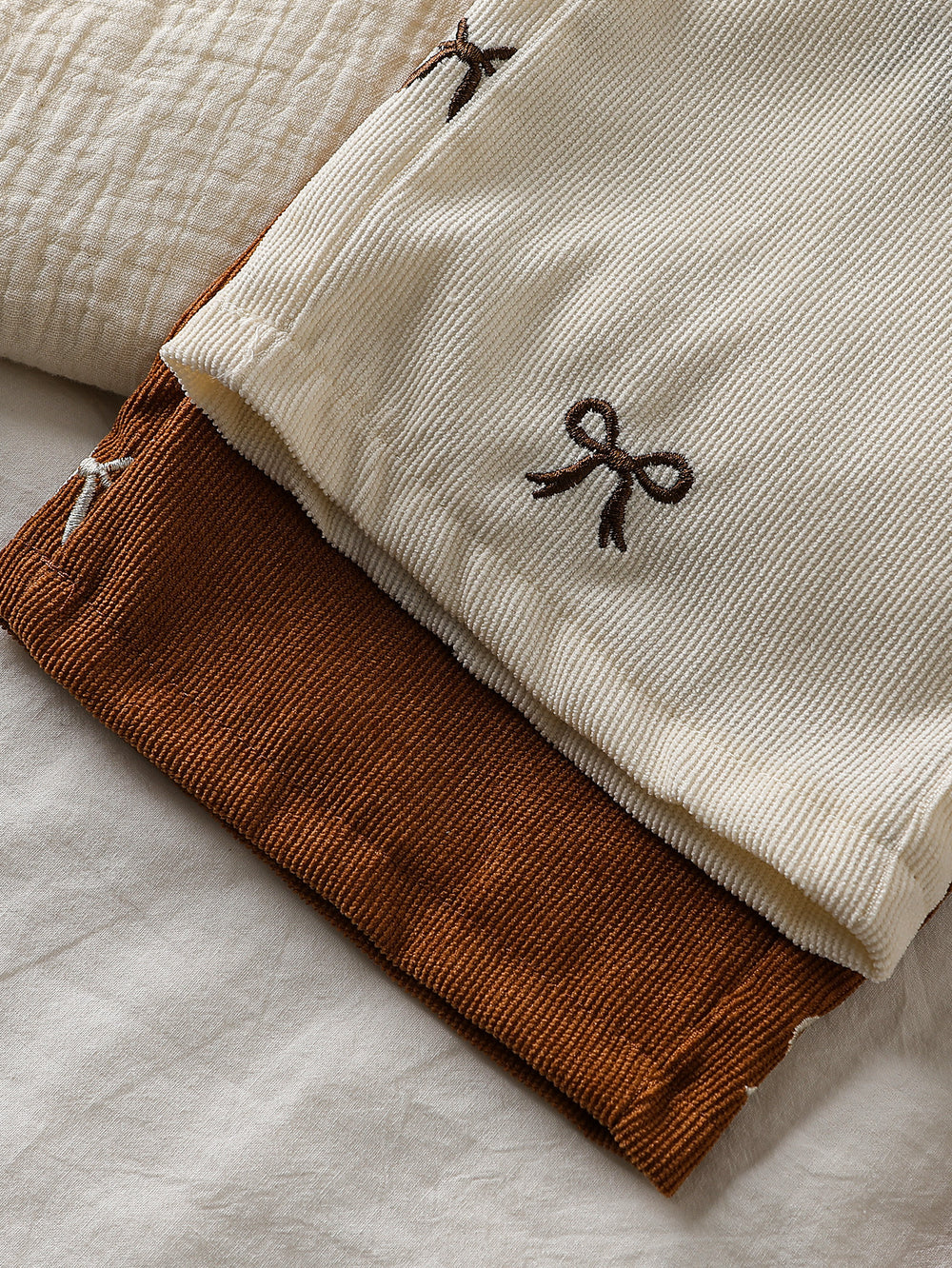 hot-selling girls' corduroy bow embroidered casual pants - cross-border exclusive two-piece set