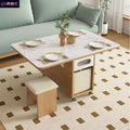 Multifunctional sofa corner table, side cabinet, foldable coffee table, slate dining table, dual-purpose living room trolley, movable tea table