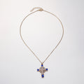 European and american cross pendant necklace with blue diamond accents - women's niche, light luxury, high-end, and trendy clavicle chain jewelry