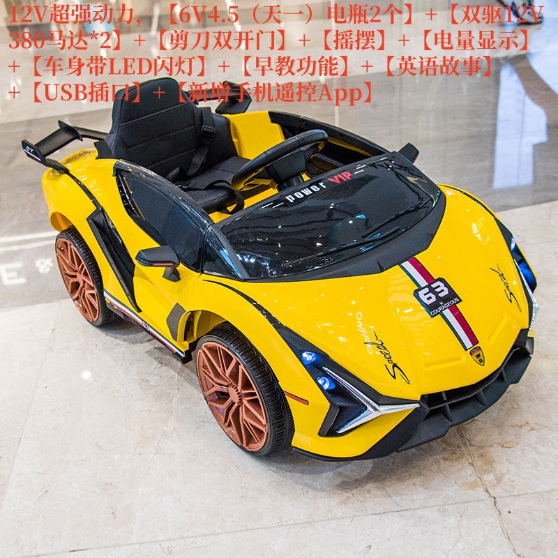 New supercar children's electric car four-wheel car double drive baby remote control car double electric sports car