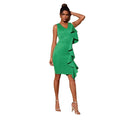 Special offer: women's ruffle-trimmed v-neck dress - cross-border trade, african-inspired solid color, new sexy slim-fit bodycon dress