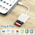 Camera card reader sd card compatible with apple iphone, sony, canon, nikon - connects memory cards, otg storage cards